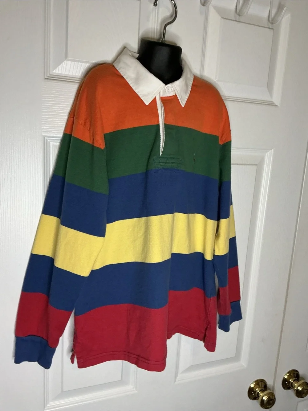 Ralph Lauren Multi-Color Striped Rugby Polo - Red, Orange, Green, Blue, Yellow
